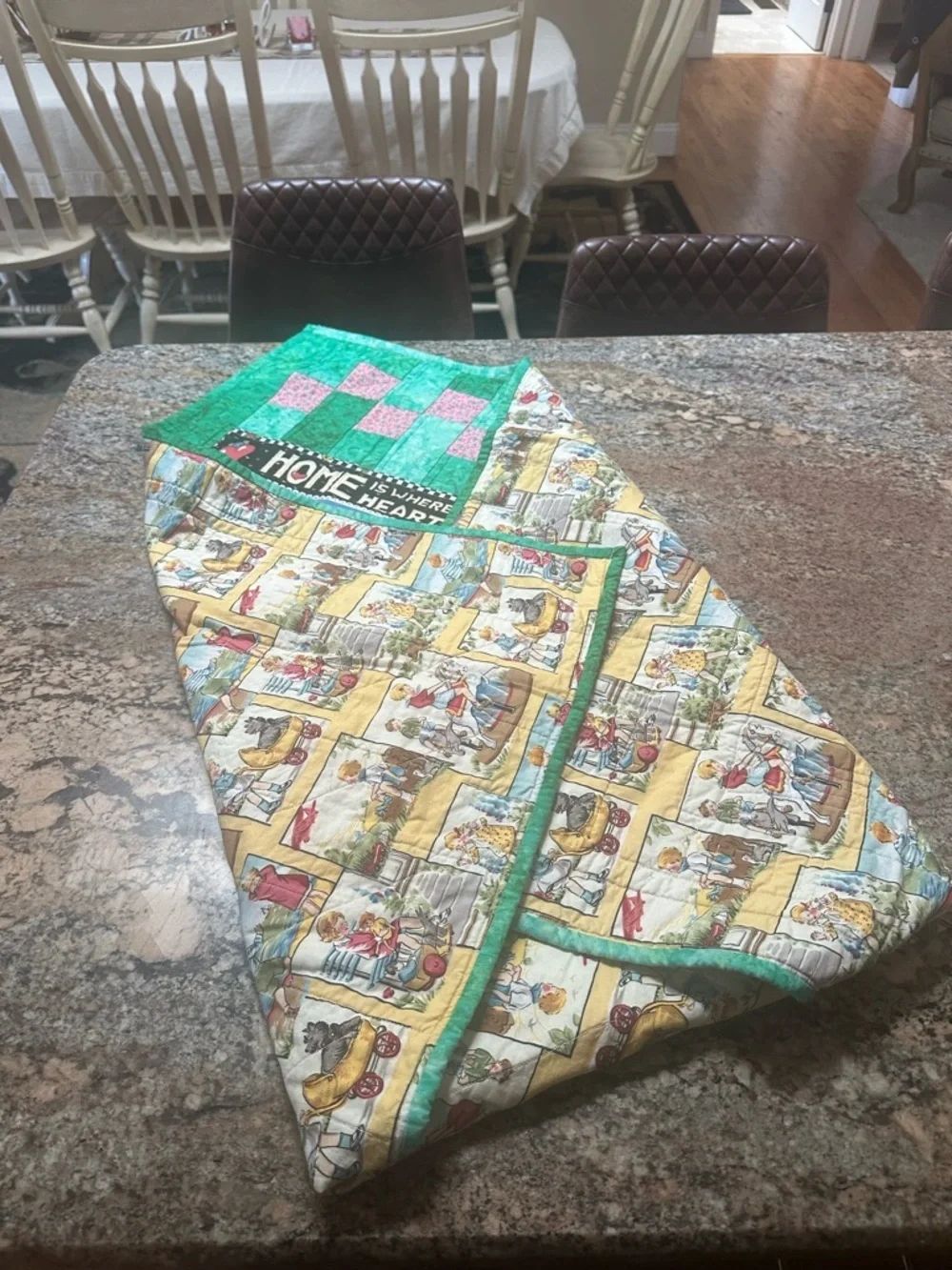 Mary Engelbreit Green, Yellow, Pink Patchwork Storybook Quilt